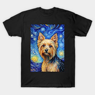 Yorkshire Terrier Dog Breed Painting in a Van Gogh Starry Night Art Style T-Shirt